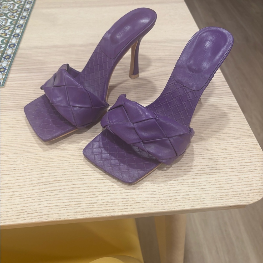 Women's Purple Quilted Heeled Sandals